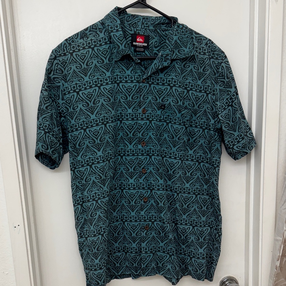 Quiksilver Men's Teal Geometric Shirt
